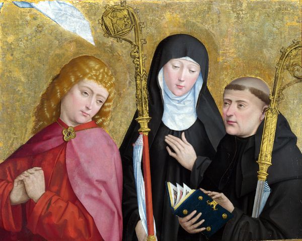 Sainte Scholastique entre saint Jean l'Evangéliste et saint Benoît